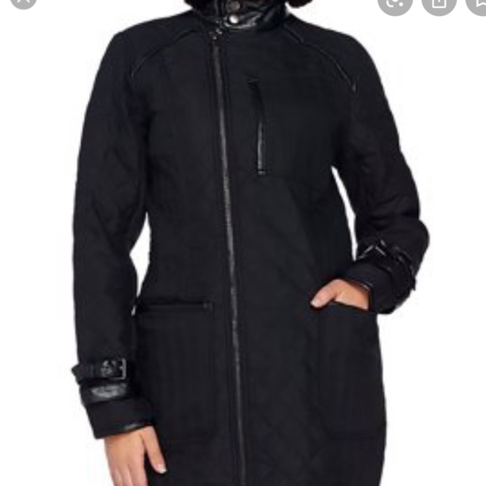 SA Seth Aaron Quilted Coat Faux Leather Coat